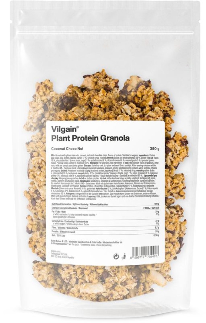 Vilgain Plant Protein Granola kokos, čokoláda a ořechy 350 g