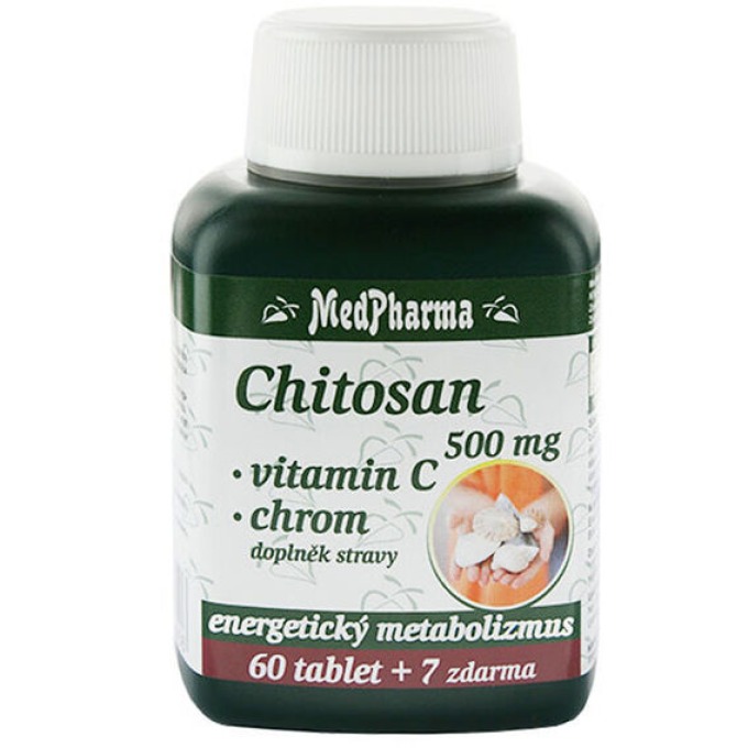 MedPharma Chitosan 500 mg + vitamin C + skořice + chrom 67 tablet