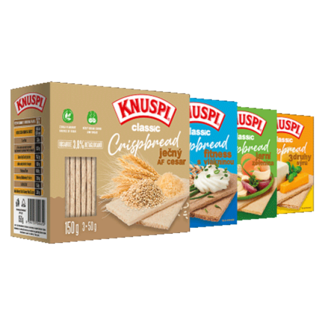 Knuspi Crispbread 150 g 3 druhy sýra