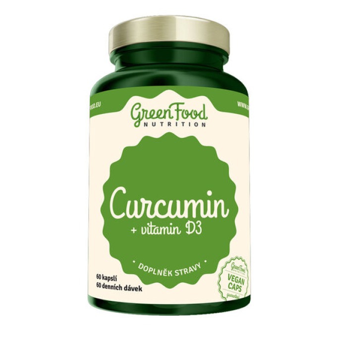 GreenFood Curcumin + vitamín D3 60 kapslí