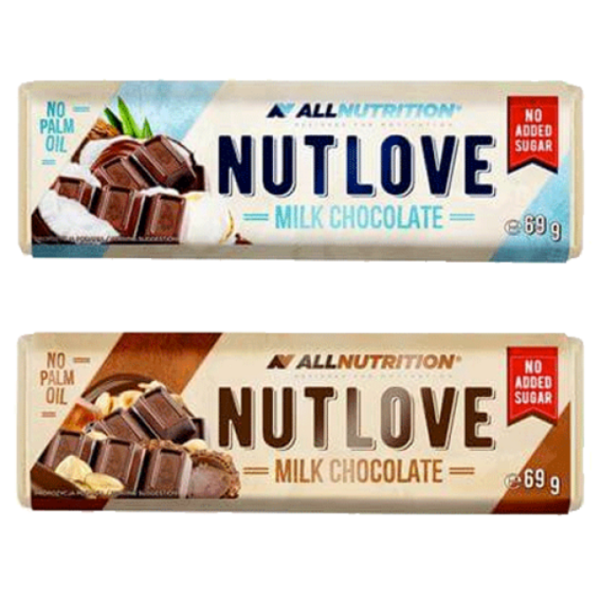 Allnutrition Nutlove milk chocolate bar 69 g čokoláda, lískový oříšek