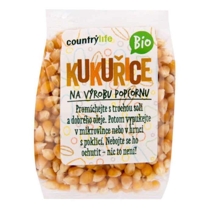 Country Life Kukuřice na výrobu popcornu BIO 200 g bez příchutě