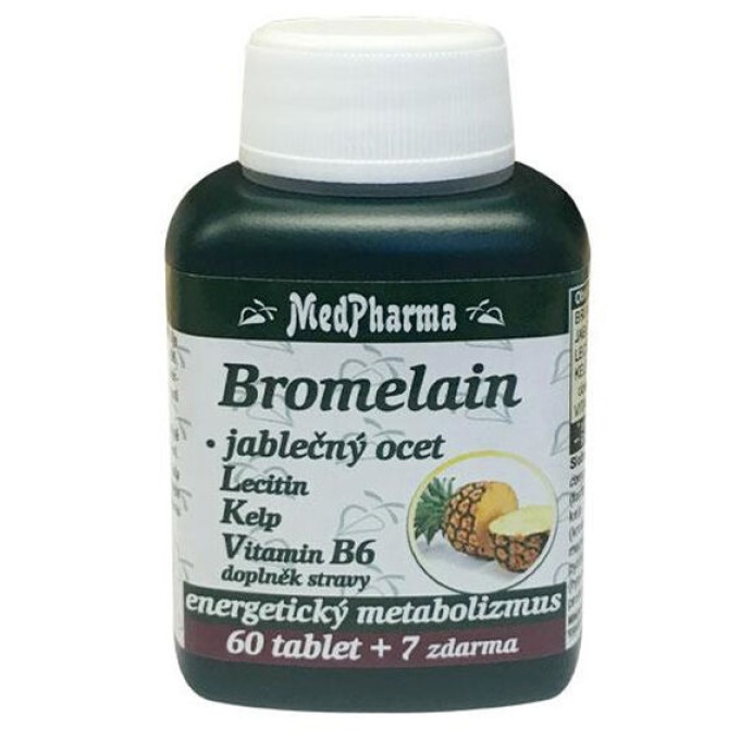 MedPharma Bromelain 300 mg + jabl. ocet + lecitin + kelp + B6 67 tablet