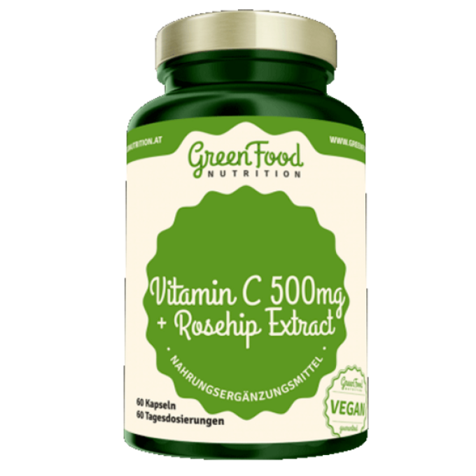 GreenFood Vitamin C 500 + Extrakt ze šípků 60 kapslí