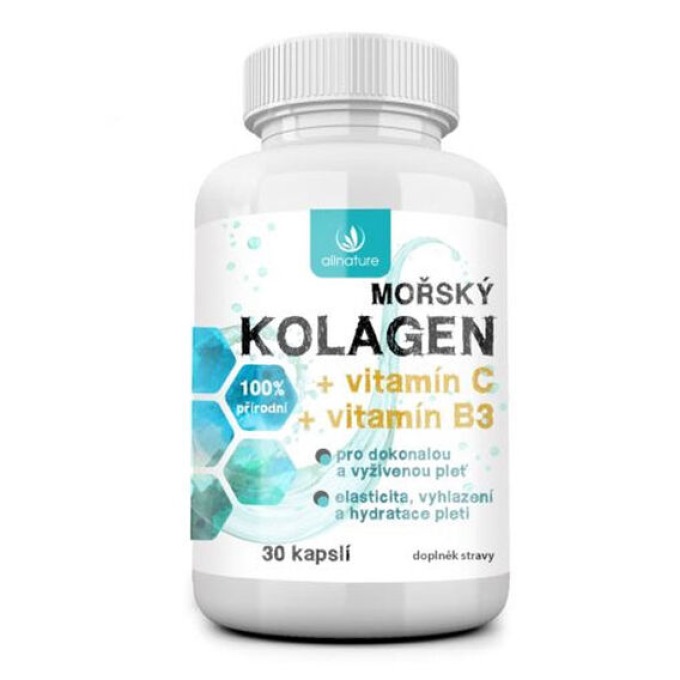 Allnature Mořský kolagen + vit. C + vit B3 30 kapslí