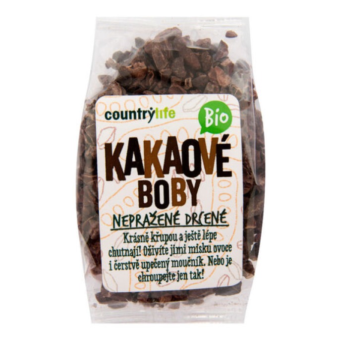 Country Life Kakaové boby nepražené drcené BIO 100 g bez příchutě