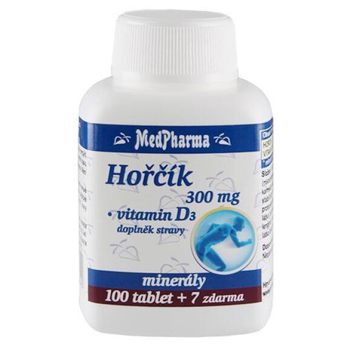 MedPharma Hořčík 300mg + vitamin D3 107 tablet