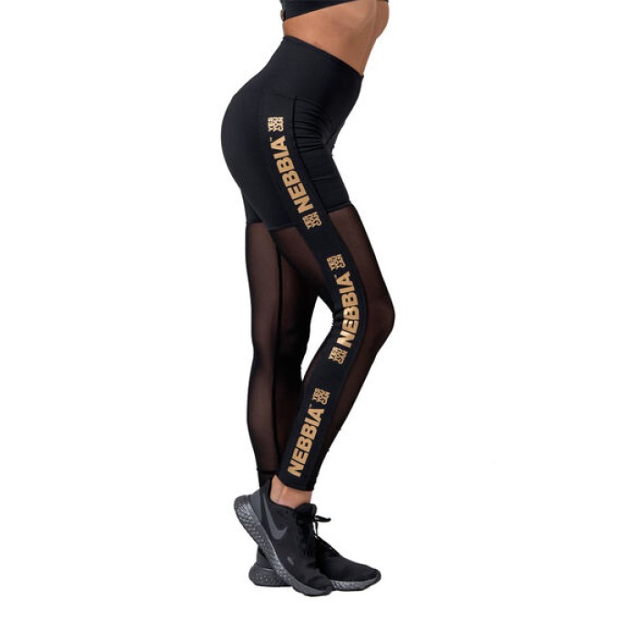 Nebbia Intense Legíny GOLD Mesh 829 XS  Černá