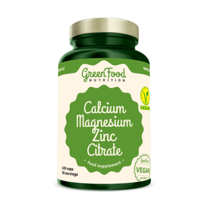 GreenFood Calcium Magnesium Zinc Citrate 120 kapslí