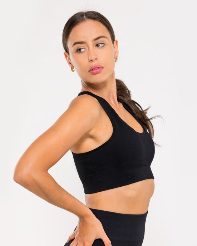 Vilgain Seamless Ribbed Racer Back Bra M/L black