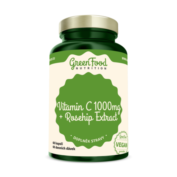 GreenFood Vitamin C 1000 + Extrakt ze šípků 60 kapslí