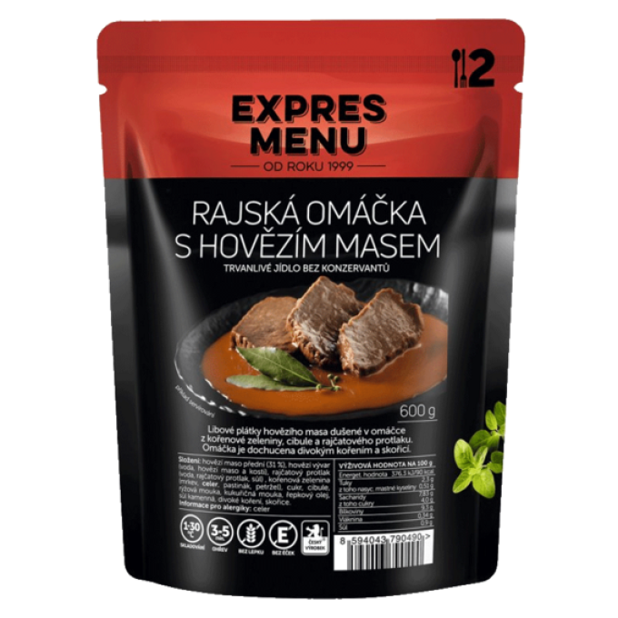 Expres menu Rajská omáčka s hovězím masem 600 g