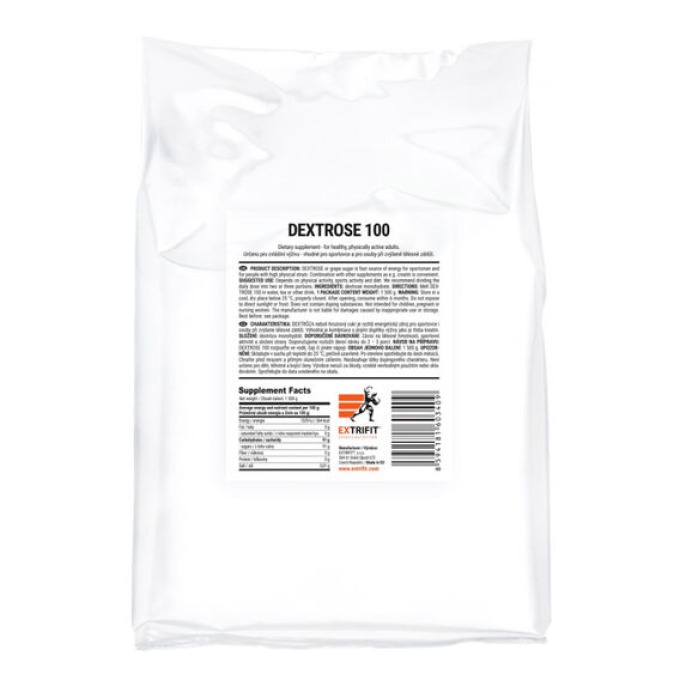 Extrifit Dextrose 100 - hroznový cukr 1500 g bez příchutě