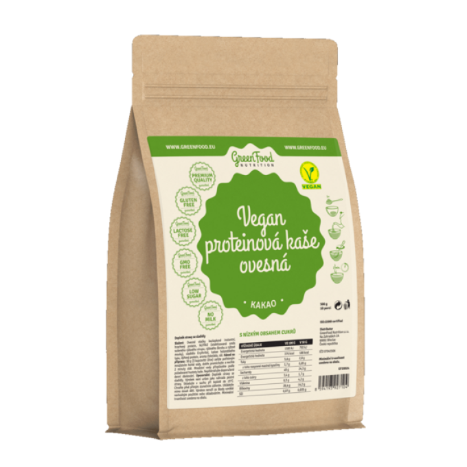 GreenFood Vegan Proteinová kaše 500 g ovesná s kakaem