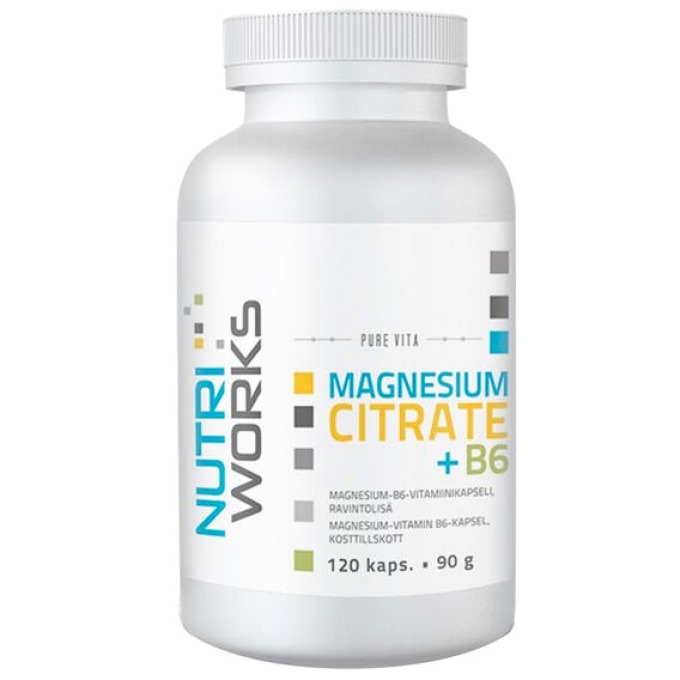 NutriWorks Magnesium Citrate + B6 120 kapslí