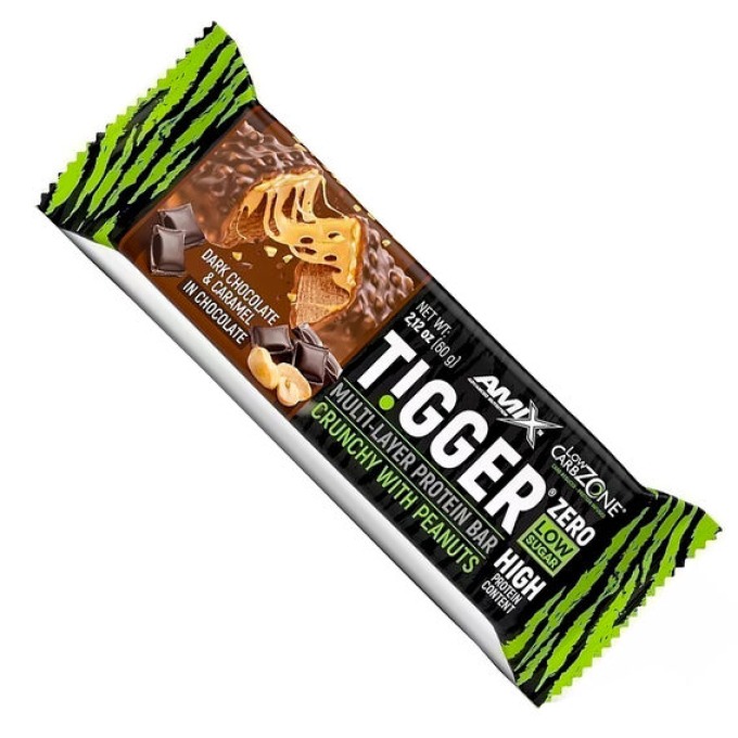 Amix Tigger Zero Bar 60 g karamel, arašídové máslo